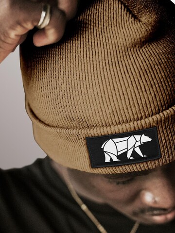 Neverless Beanie 'Bär Lineart Polygon' in Brown