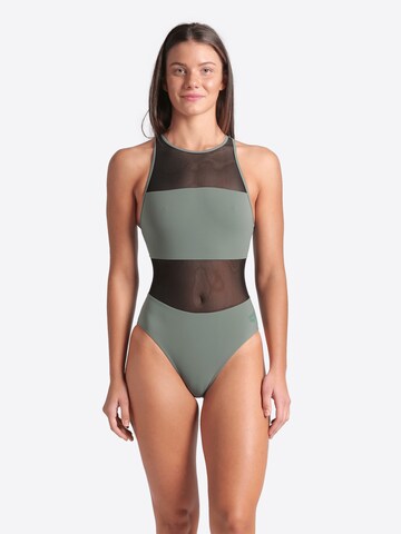 ARENA Bralette Swimsuit 'MESH PANEL VENT BACK' in Green: front