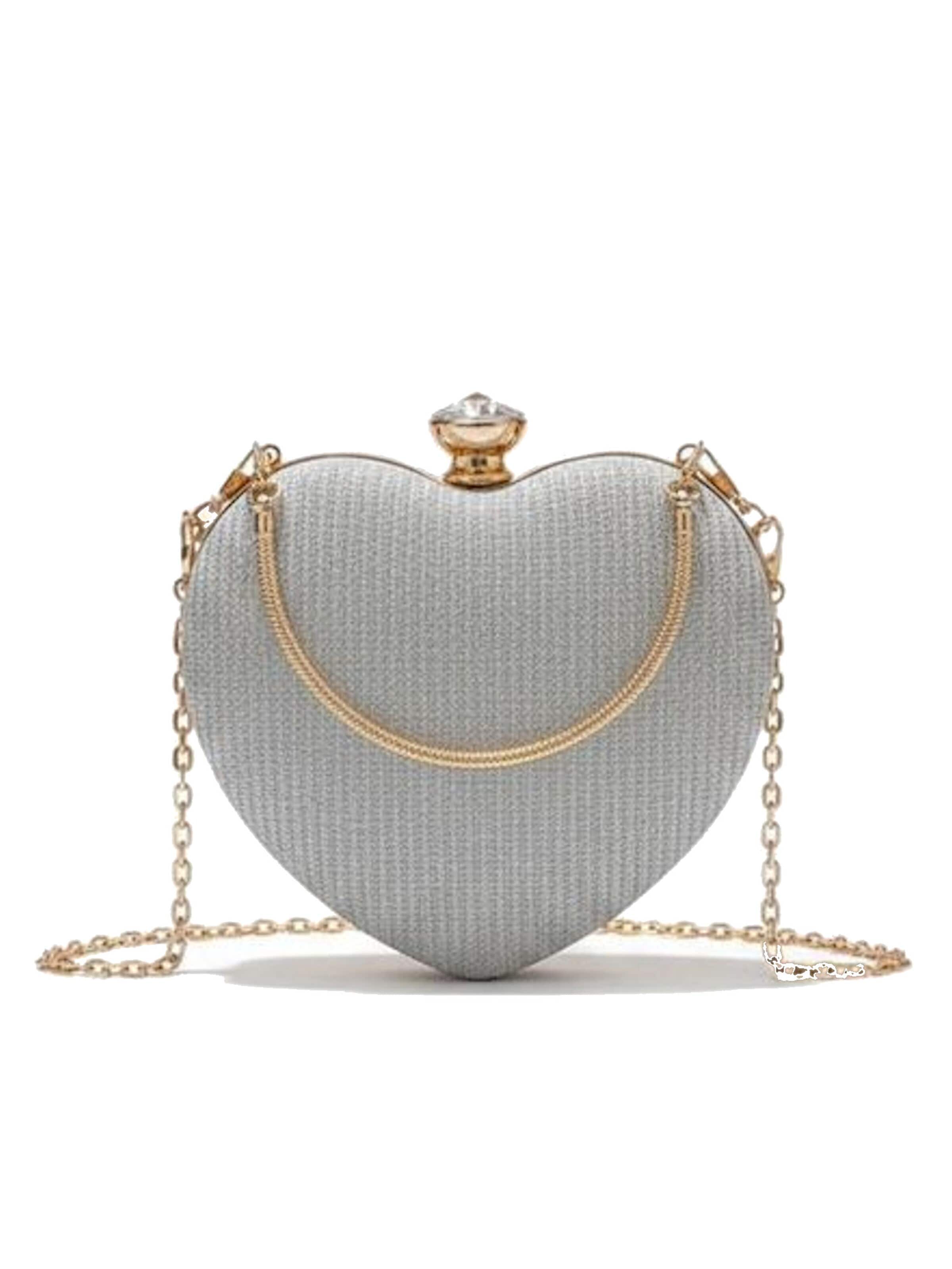 Tomshop24-7 Clutch 'Bella Herz'‌ in Silber: Vorderseite