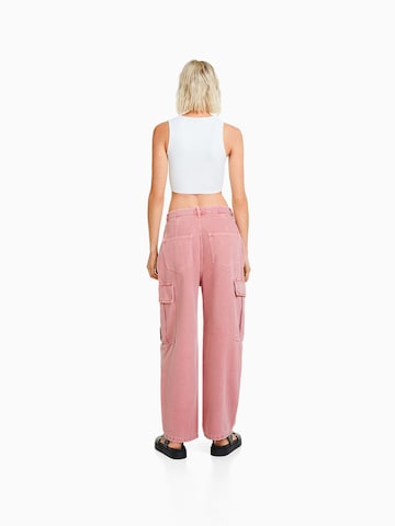 Wide Leg Jeans cargo Bershka en rose