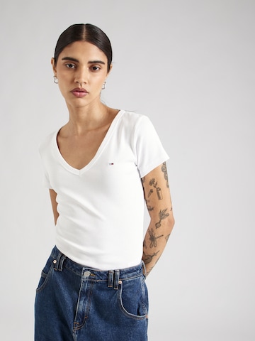 balta Tommy Jeans Marškinėliai 'Essential': priekis