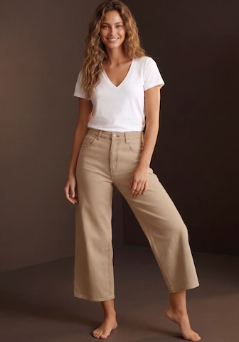 LASCANA Wide leg Jeans in Beige
