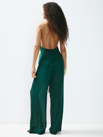Pull&Bear Zvonové kalhoty Kalhoty – zelená