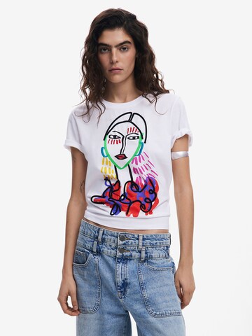 Tricou 'Arty ' de la Desigual pe alb: față