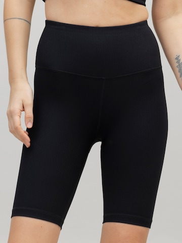 Hey Honey - Leggings 'Biker Ribbed' en negro: frente