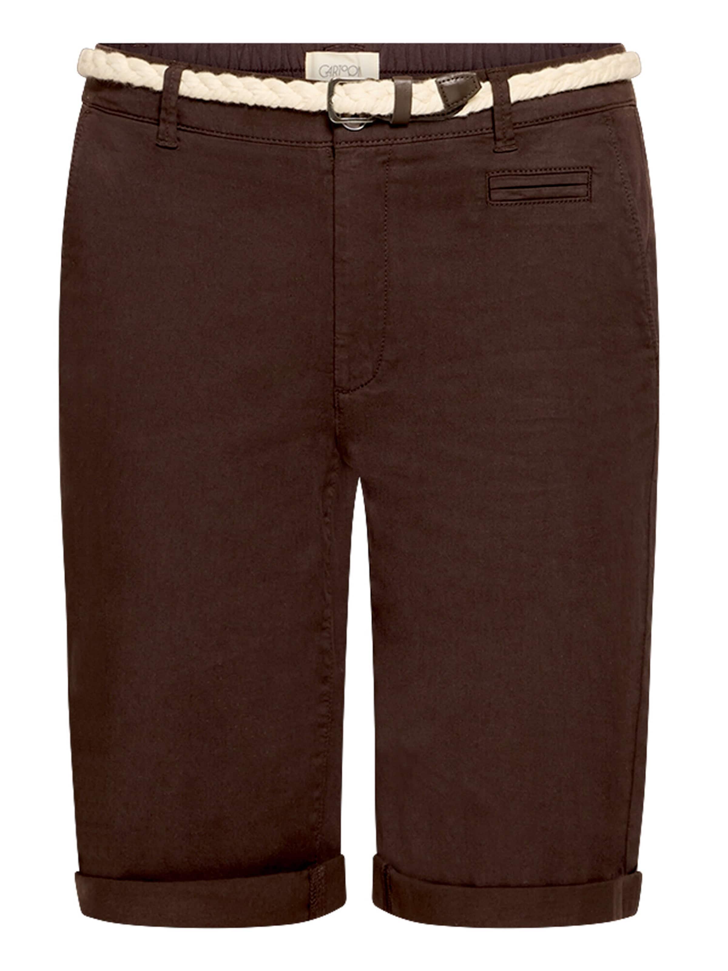 Cartoon Loosefit Bermuda mit Bindegürtel in Braun: Vorderseite