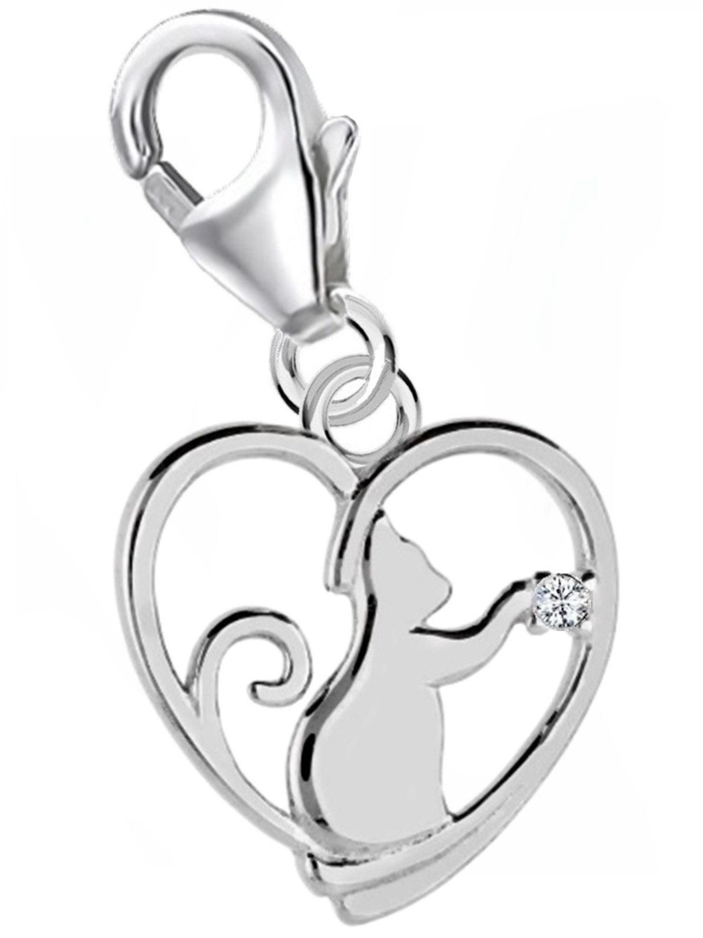 Goldene Hufeisen Pendant 'Katze' in Silver: front