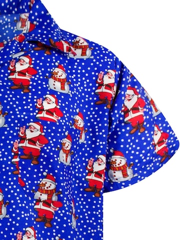 Regular fit Camicia 'Christmas Santa Likes' di King Kameha in blu