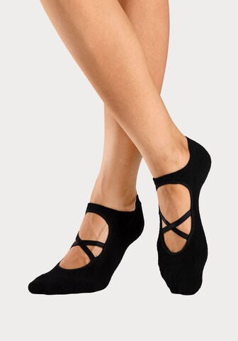 LASCANA ACTIVE Athletic Socks in Black: front