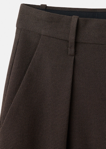 MANGO Wide leg Bandplooibroek 'LEO' in Bruin