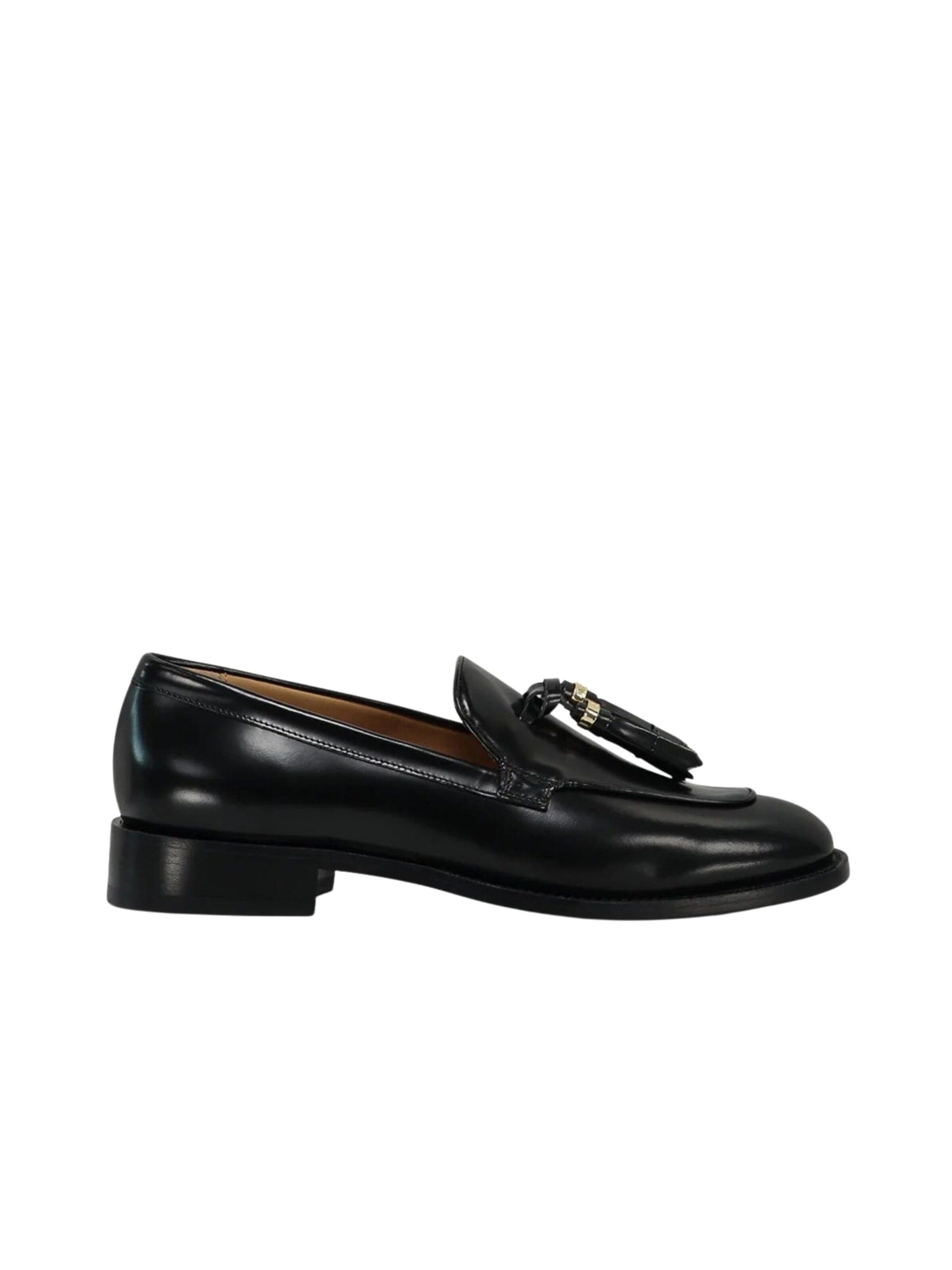 Max Mara Mokasyny 'Menloafer Black Leather Loafers' w kolorze czarny: przód