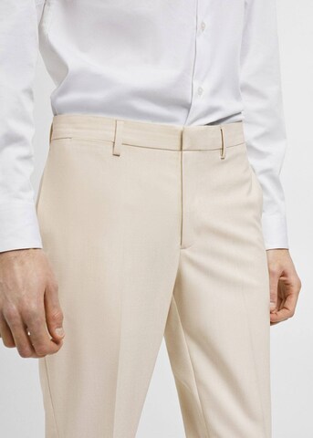 MANGO MAN Slim fit Pleated Pants 'Paris' in Beige