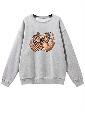 GORHEY Sweatshirt 'Women's Fleece Pullover, Sweatshirt with  Leopard Heart Print, Long Sleeve, Loose Fit'‌‌‌‌‌‌‌ in Grau