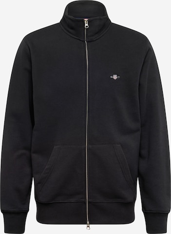 GANT Zip-Up Hoodie in Black: front