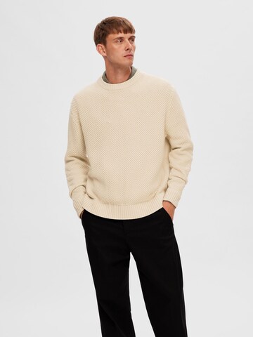 Pull-over 'Bert' SELECTED HOMME en beige : devant