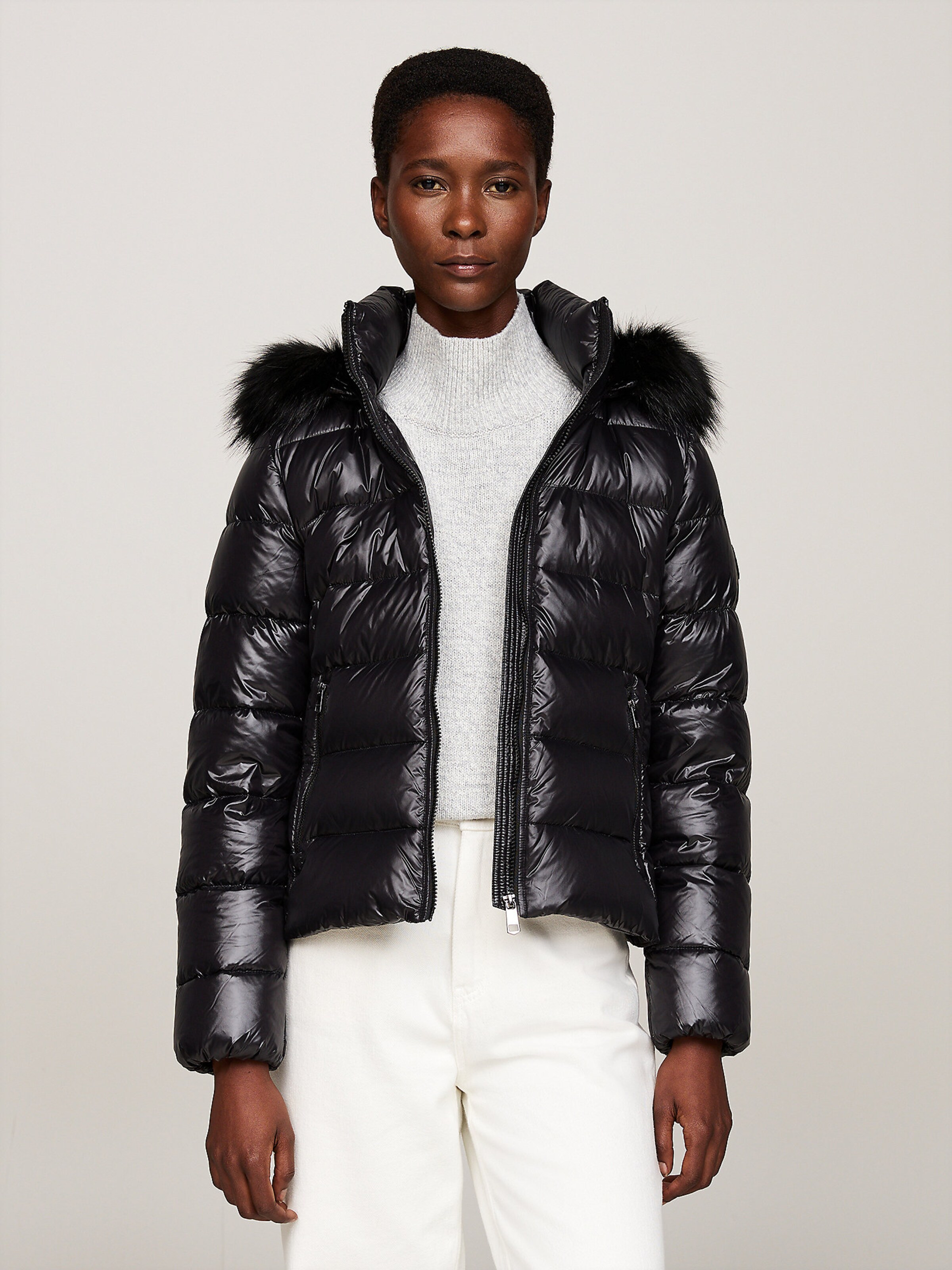 TOMMY HILFIGER Winterjas TYRA in Zwart ABOUT YOU