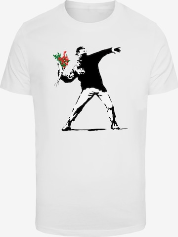 Merchcode Shirt 'Banksy - Love Is In The Air' in Weiß: Vorderseite