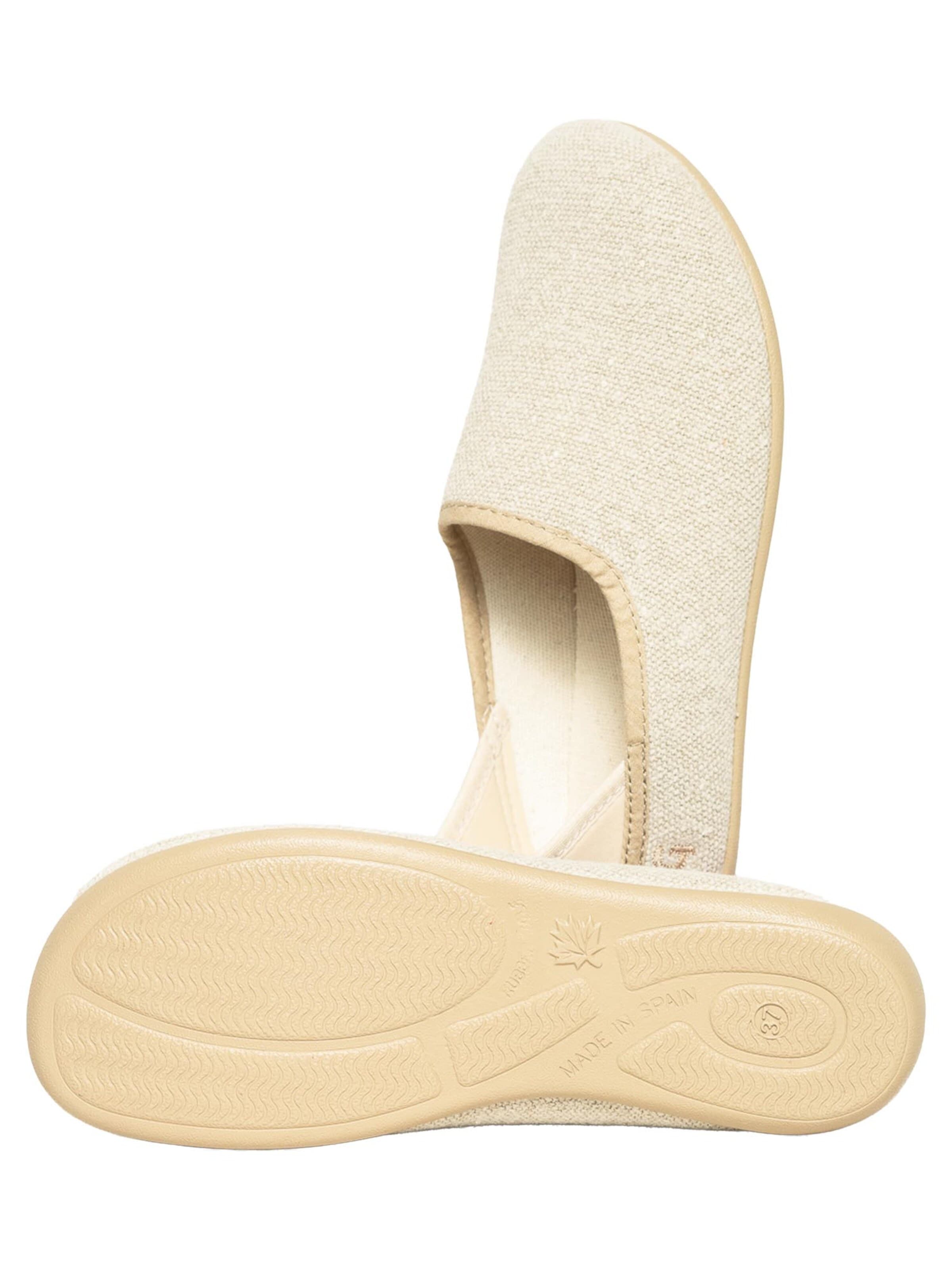 Gottstein Slippers 'Linen Slip-On' in Beige