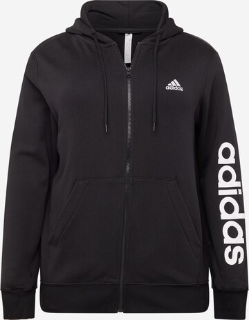 ADIDAS PERFORMANCE Athletic Zip-Up Hoodie in Black: front