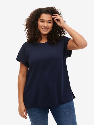 Zizzi Shirt 'KATJA' in Blauw: voorkant