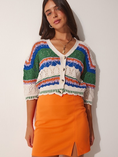 krém / kék / fenyő / korál Happiness İstanbul Kardigán, Termék nézet