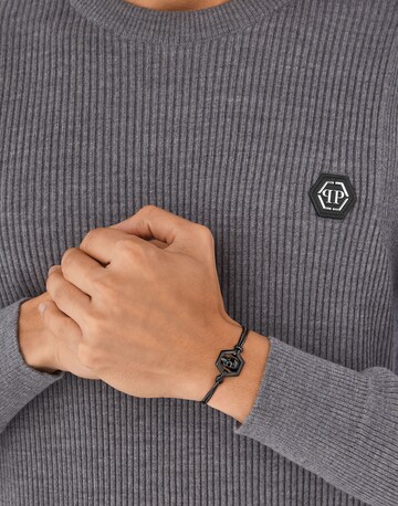 Braccialetto 'Friendship Hexagon Skull' di Philipp Plein Jewellery in nero: frontale
