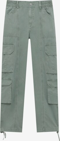 Pull&Bear Wide leg Cargo Jeans in Green: front