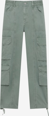 Pull&Bear Wide leg Cargojeans in Groen: voorkant