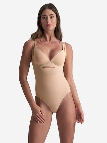 Bye Bra Shapingbody 'Soft Touch Seamless Bodysuit Open Bust' in Beige: voorkant