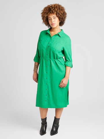 ONLY Carmakoma Skjortklänning 'CARO' i grön: framsida