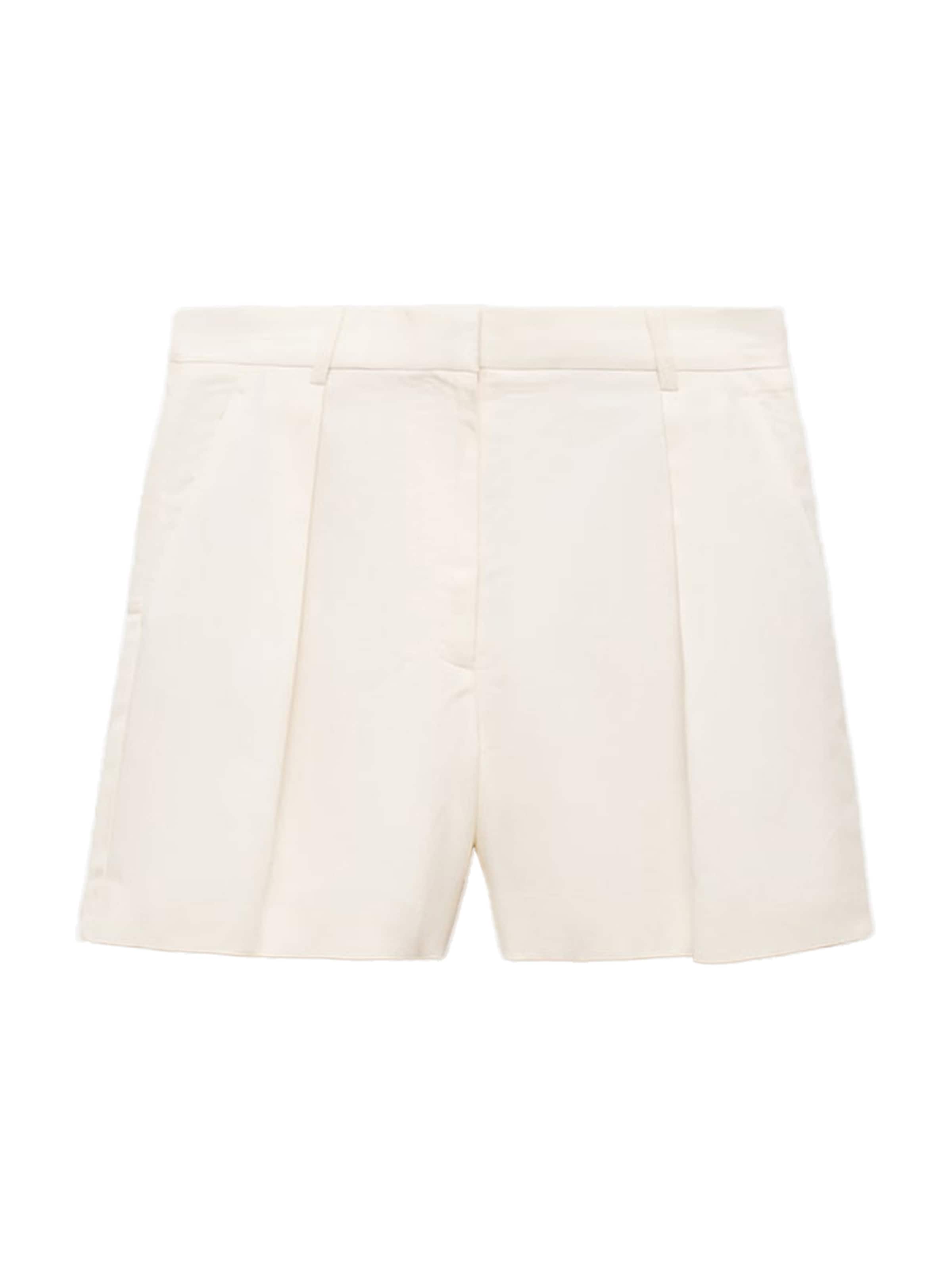 MANGO Regular Bandplooibroek in Wit: voorkant