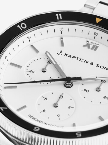 Kapten & Son Аналогов часовник 'Rise Silver Steel' в сребърно