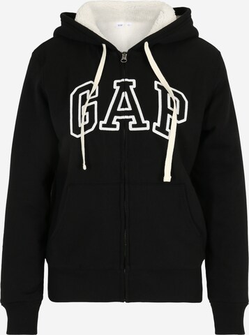 Gap Petite Zip-Up Hoodie in Black: front