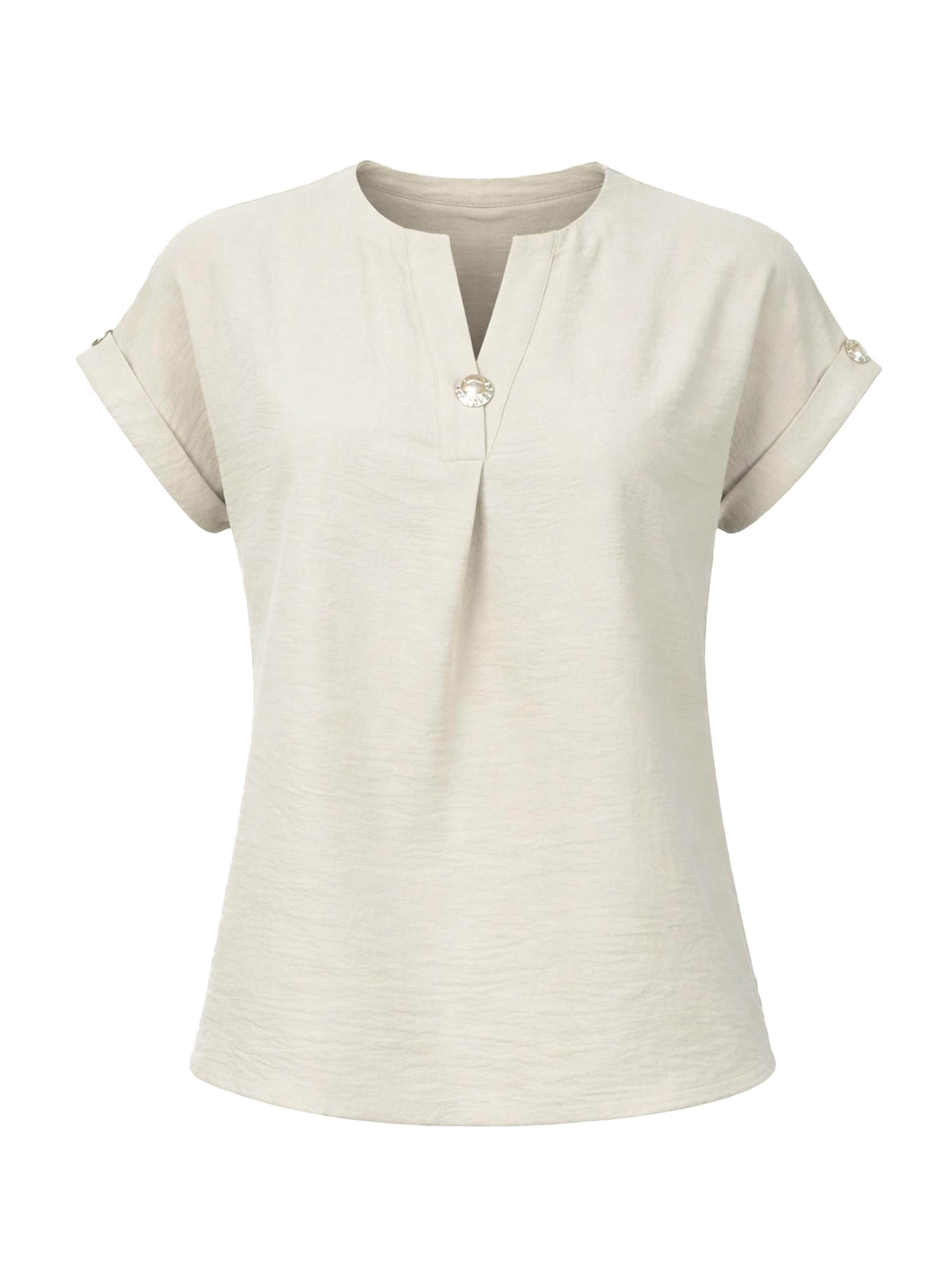 Chemisier 'Blouse with button' REGINA FASHION en beige : devant