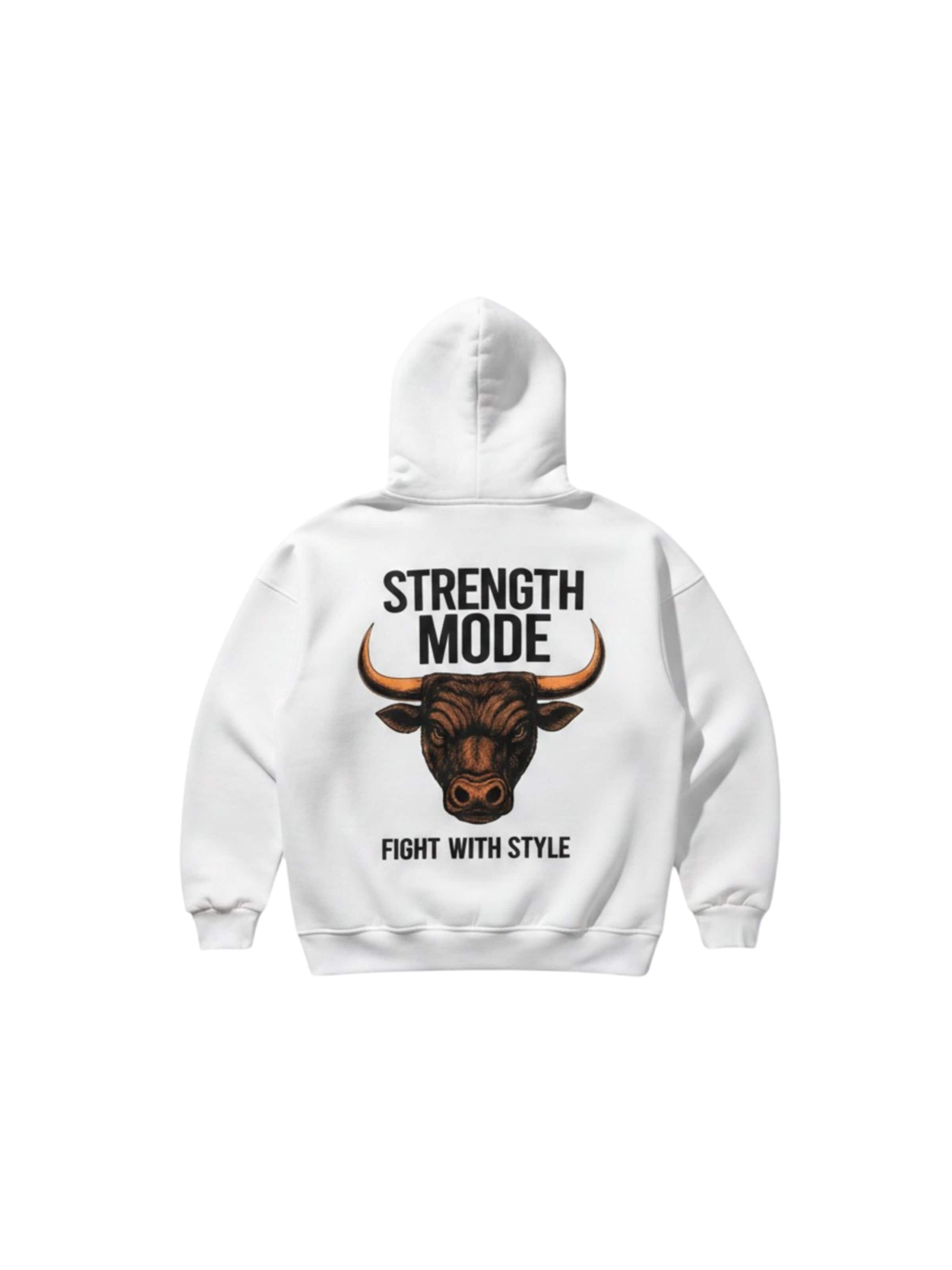 Felpa 'Oversize Strength Mode Hoodie - White' di Kleidermafia in bianco: frontale