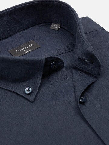 Slim fit Camicia business 'Leonardo Linen Man Shirt Pink' di 7Camicie in blu