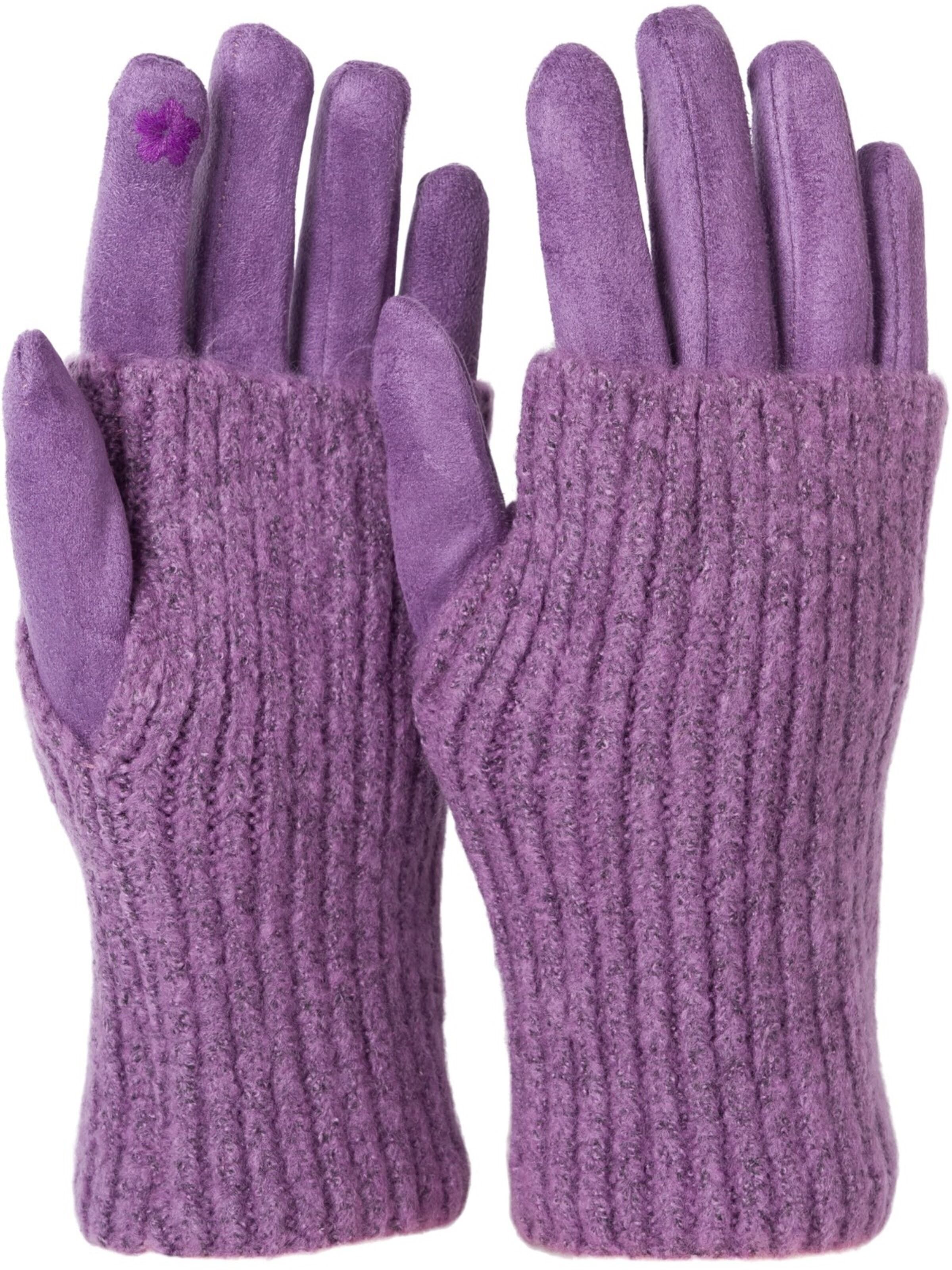 styleBREAKER Fingerhandschuhe '3 in 1 Touchscreen Stoff Handschuhe mit abnehmbarer Strick Manschette'‌‌‌‌ in XS-XL in flieder, Produktansicht