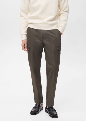 MANGO MAN Regular Pleated Pants 'Mateo' in Green: front