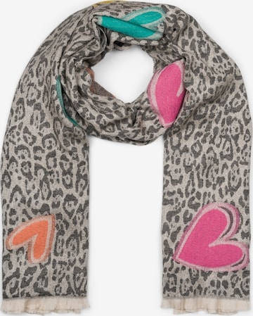 styleBREAKER Schal 'Schal mit Leoparden Herz Muster' in Schwarz: Vorderseite