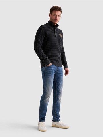 PME Legend Pullover 'Pullover with high collar and stone wash' i blå