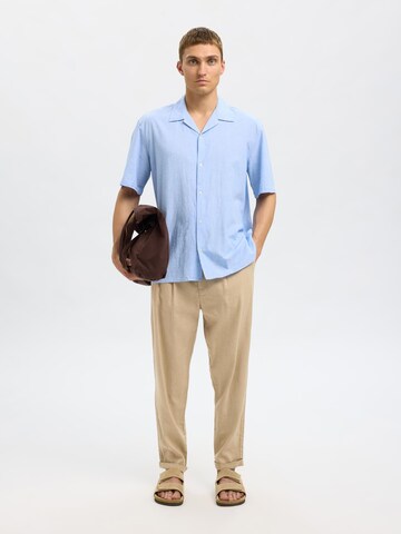 SELECTED HOMME Loosefit Bukser med lægfolder i beige