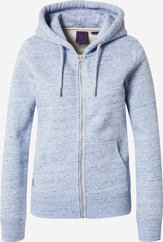 Veste de survêtement Superdry en bleu : devant