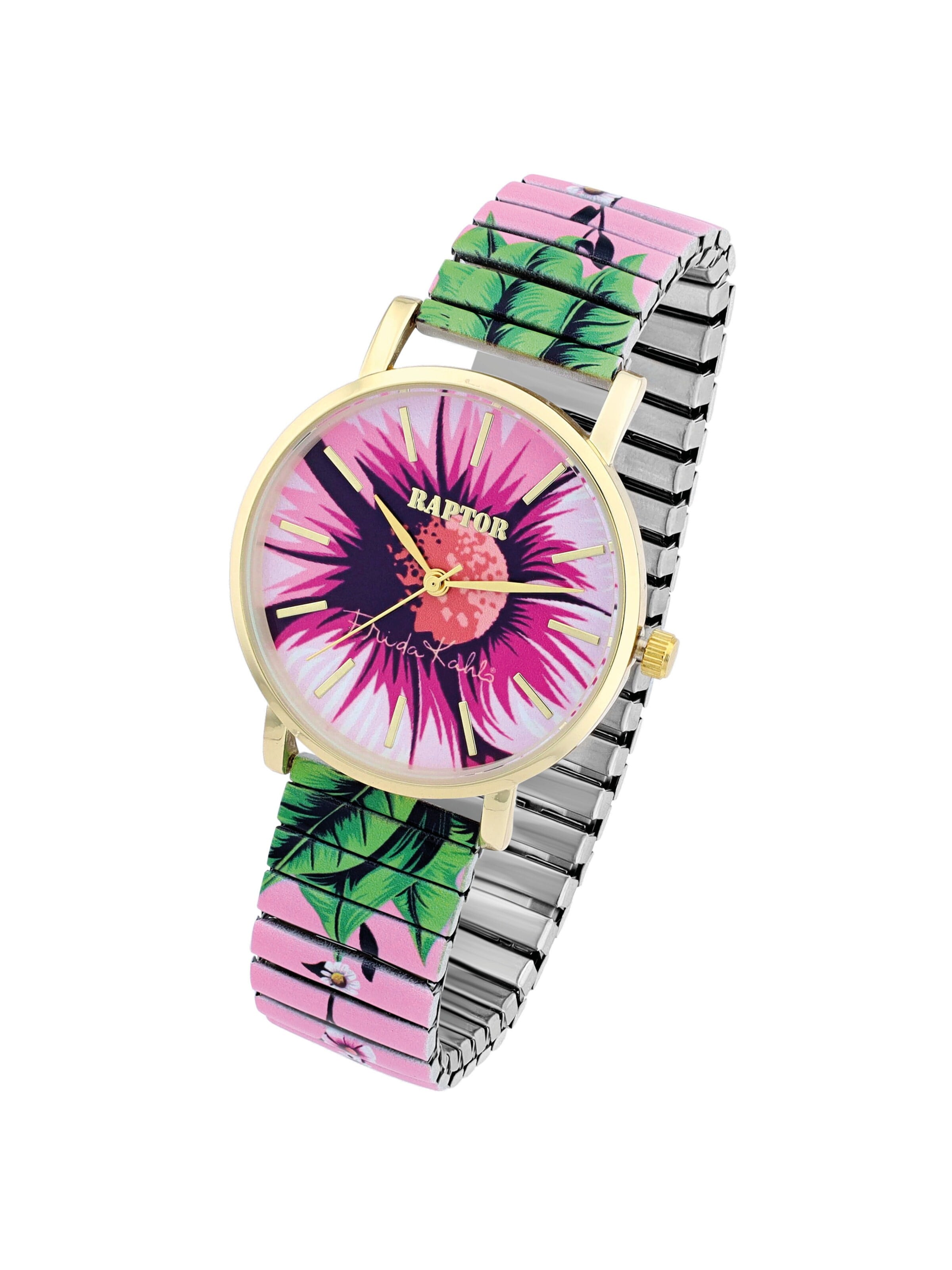 Raptor Analog Watch 'Frida Kahlo Edition, Mineralglas' in Pink: front
