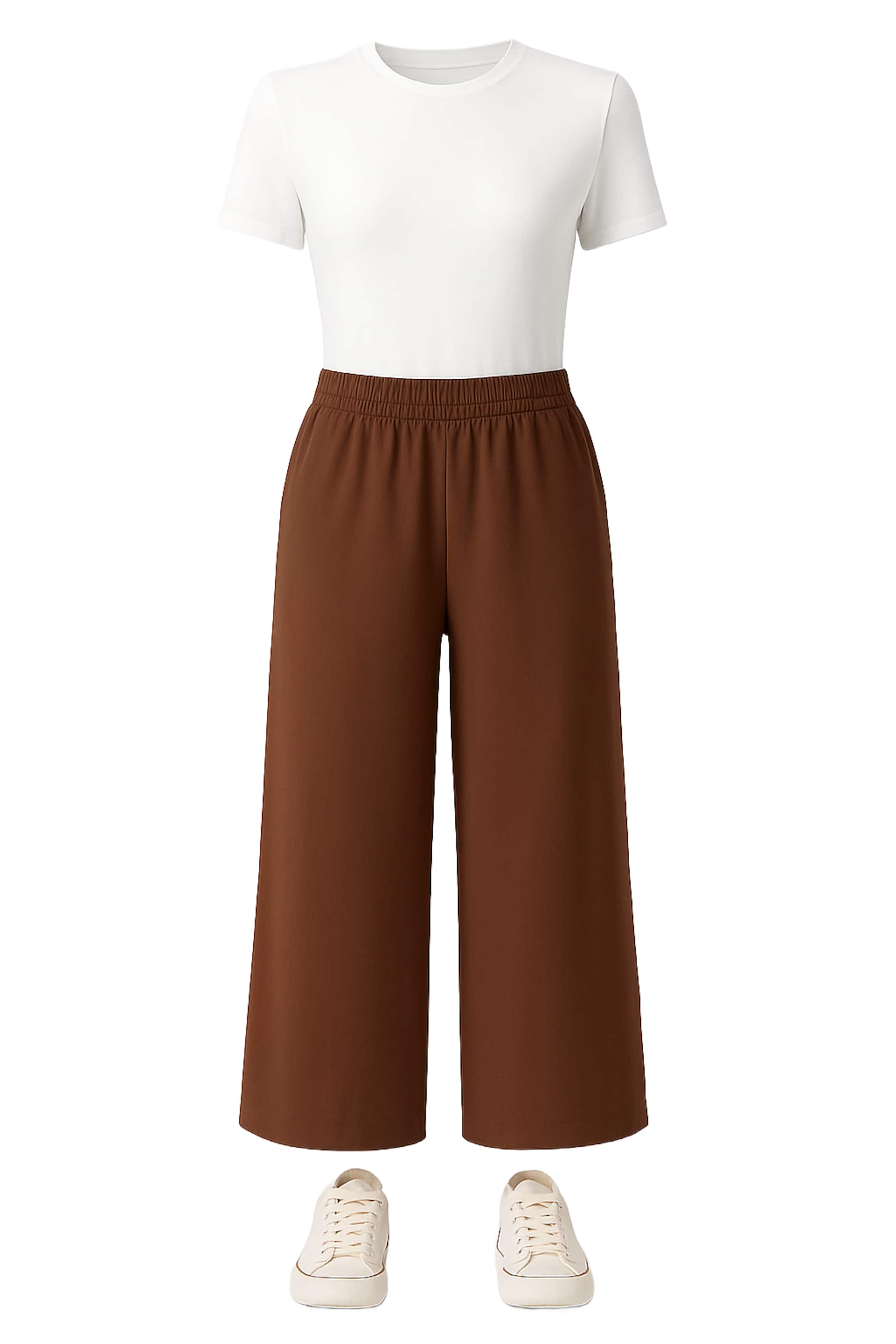 Touche Prive Wide leg Broek in Bruin: voorkant