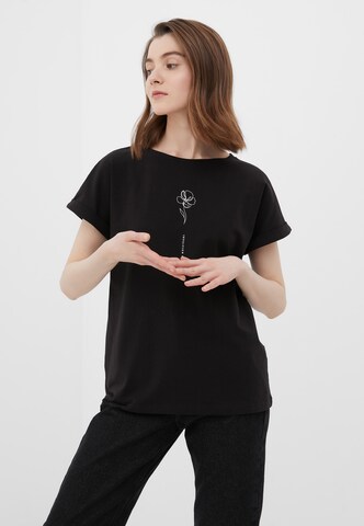 Finn Flare T-Shirt 'Print' in Schwarz: Vorderseite