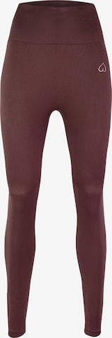 BeShaped Skinny Workout Pants 'Lichaam Boost' in Brown: front