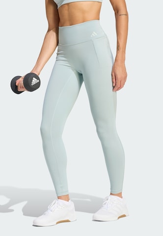 ADIDAS PERFORMANCE Skinny Sportbroek 'Optime' in Groen: voorkant