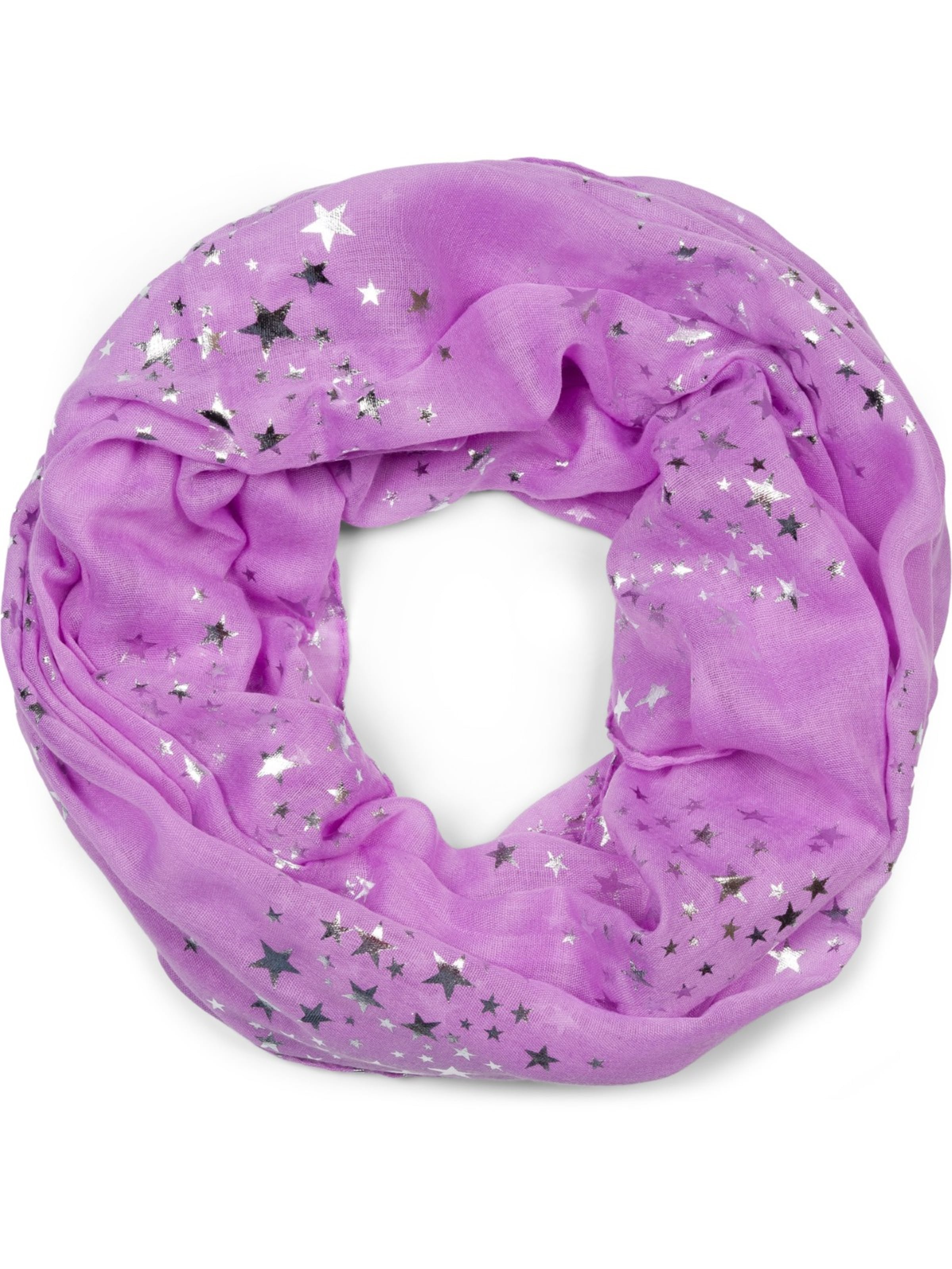 styleBREAKER Loop scarf 'Loop Schal mit Metallic Sterne Print' in Purple: front