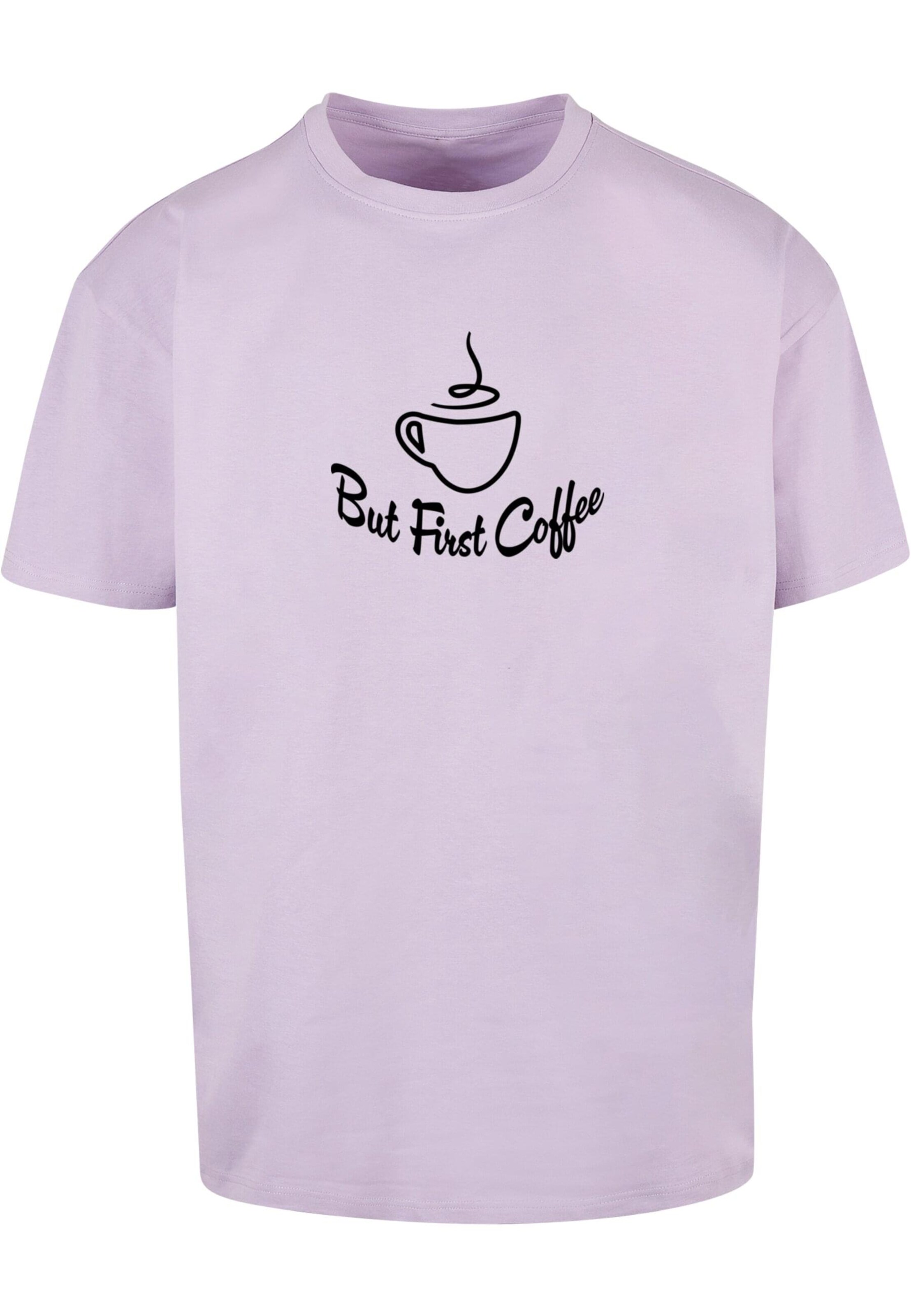 Merchcode Μπλουζάκι 'But First Coffee' σε λιλά: μπροστά