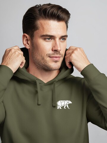 Neverless Sweatshirt 'Bär Lineart Polygon' in Green